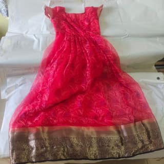 Red Chiffon Party Wear Gown