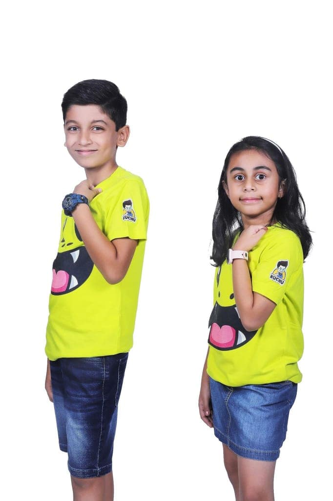 KUCHU Unisex T-Shirt | Monster Print | 8–9 Years | Cotton Modal Fabric | Soft Feel | Breathable | Digitally Printed | Vibrant Colour Yellow view 7