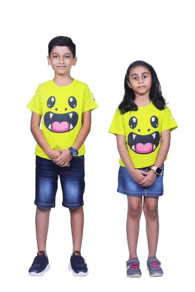 KUCHU Unisex T-Shirt | Monster Print | 8–9 Years | Cotton Modal Fabric | Soft Feel | Breathable | Digitally Printed | Vibrant Colour Yellow view 8
