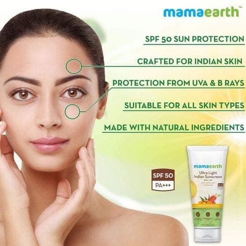 Mamaearth Ultra Light Indian Sunscreen SPF50 PA+++ With Turmeric & Carrot Seed (80gm) view 3