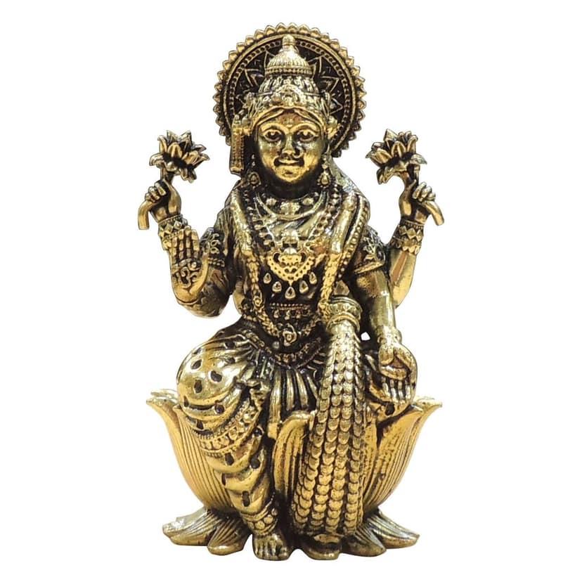Luxury Brass Lakshmi Ji Idol for Wealth, Diwali Gift & Office, Height : 4.2 Inch (BSMAS1847 L) view 2