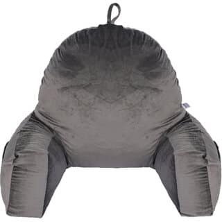 Flipon Bearust Back Supprot Pillow Soft Velvet Outer Cover With Inner Cover and Zipper Grey Large Size