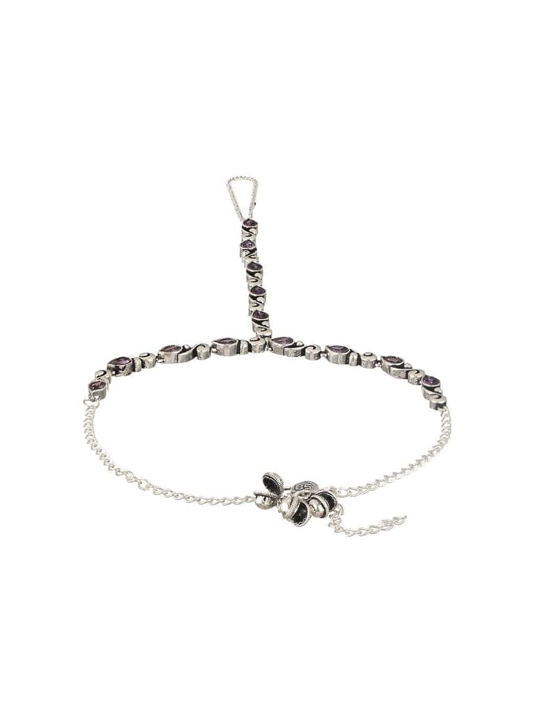 Silver Oxidised Stone Studded Foot Harnass Anklet Payel view 7