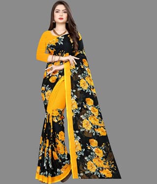 ANAND SAREES Georgette Printed Saree With Unstitched Blouse Piece ( Purple )
