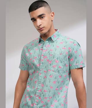 Highlander 100% Cotton Slim Fit Printed Half Sleeves Men's Casual Shirt - Multicolor ( Pack of 1 )