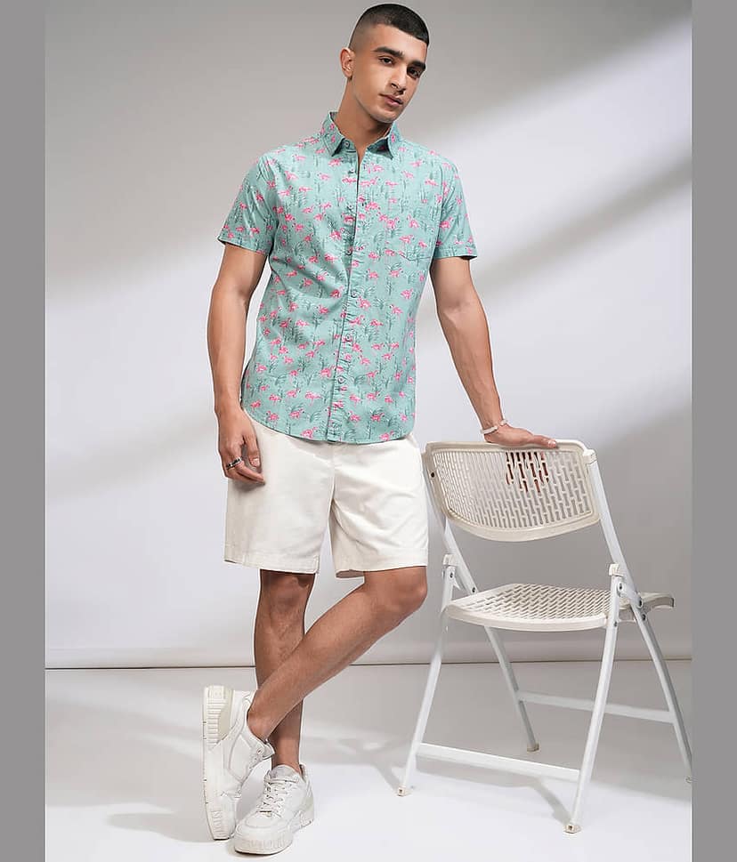 Highlander 100% Cotton Slim Fit Printed Half Sleeves Men's Casual Shirt - Multicolor ( Pack of 1 ) view 5