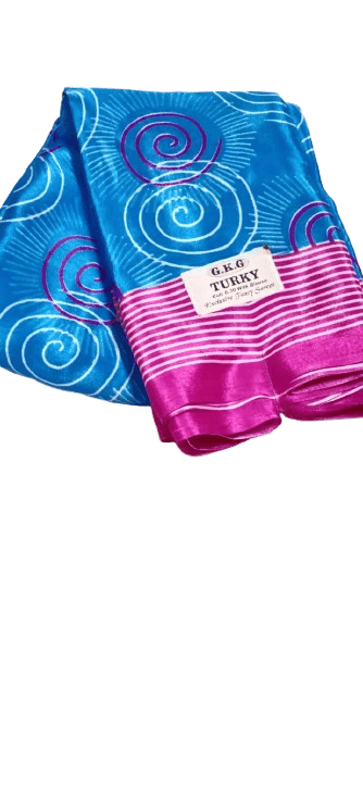 Blue and Pink Printed Saree With Blouse Piece view 3