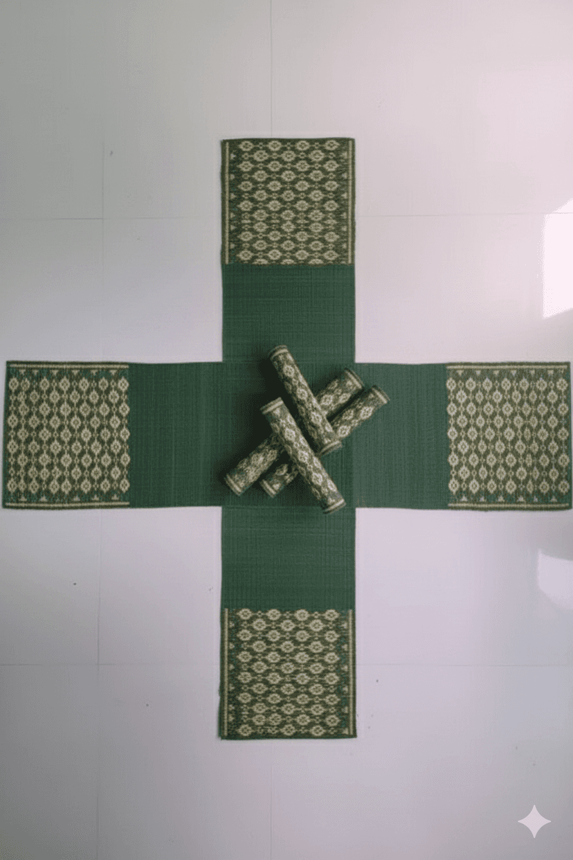Heritage Madurkathi Handwoven Table Mat And Runner Set