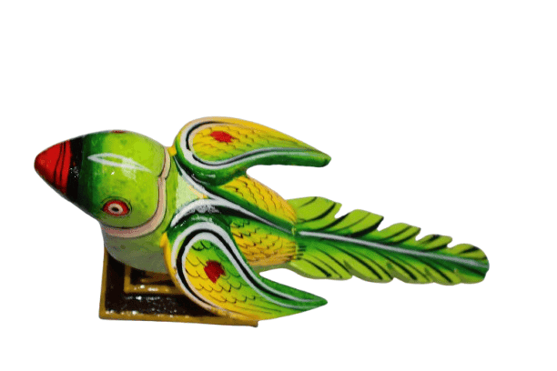Handcrafted Wooden Parrot Figurine - Colorful Home Decor view 2