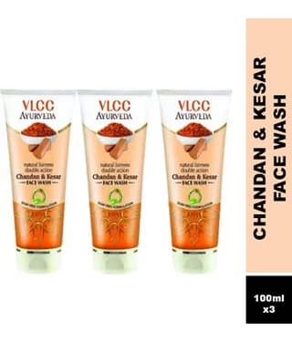 Vlcc Ayurveda Natural Fairness Chandan & Kesar Face Wash 100Ml(Pack Of 3)