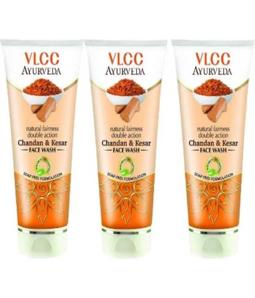 Vlcc Ayurveda Natural Fairness Chandan & Kesar Face Wash 100Ml(Pack Of 3) view 2