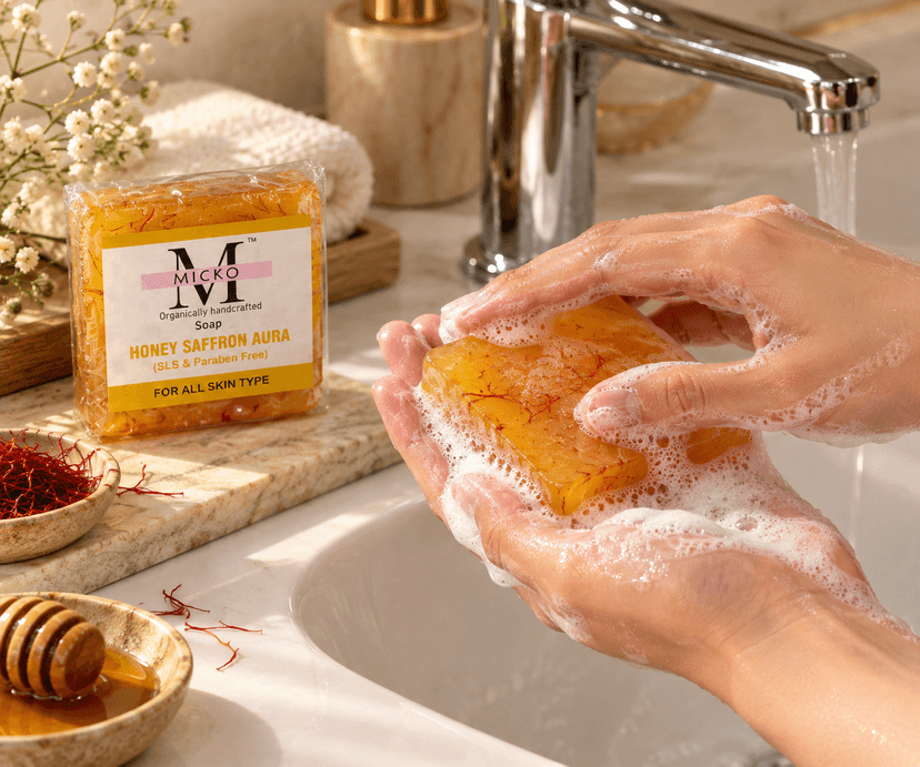 Homemade Honey and Saffron Handmade Soap for Gentle Skin Cleansing view 2