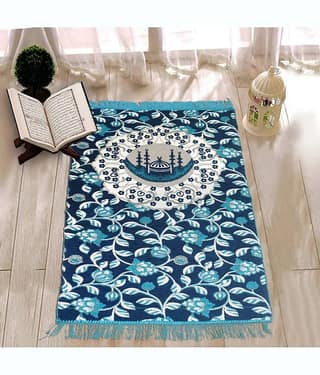 FURNISHING HUT Aqua Single Anti-skid Velvet Prayer Mat ( 106 X 68 cm )