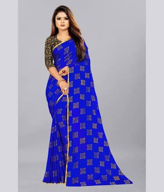 Rhey Chiffon Printed Saree With Unstitched Blouse Piece ( Grey )