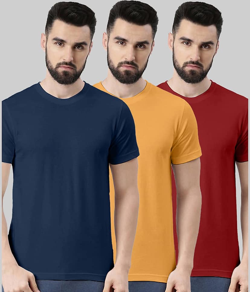 Veirdo Pack of 3 100% Cotton Regular Fit Men's T-Shirt ( Green )