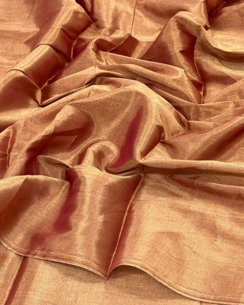 Maheshwari Tissue Silk Saree Orange Brown Color with running blouse-5321 view 2
