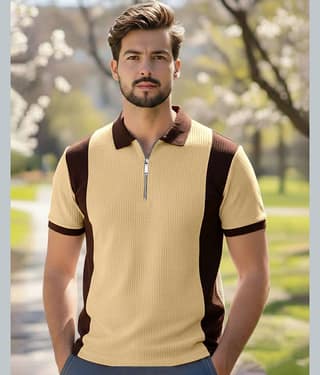 AUSK Men Cotton Blend Regular Fit Self Design Polo T Shirt ( Purple )
