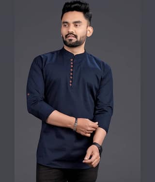 Nofilter Navy Cotton Men's Regular Kurta ( Pack of 1 )