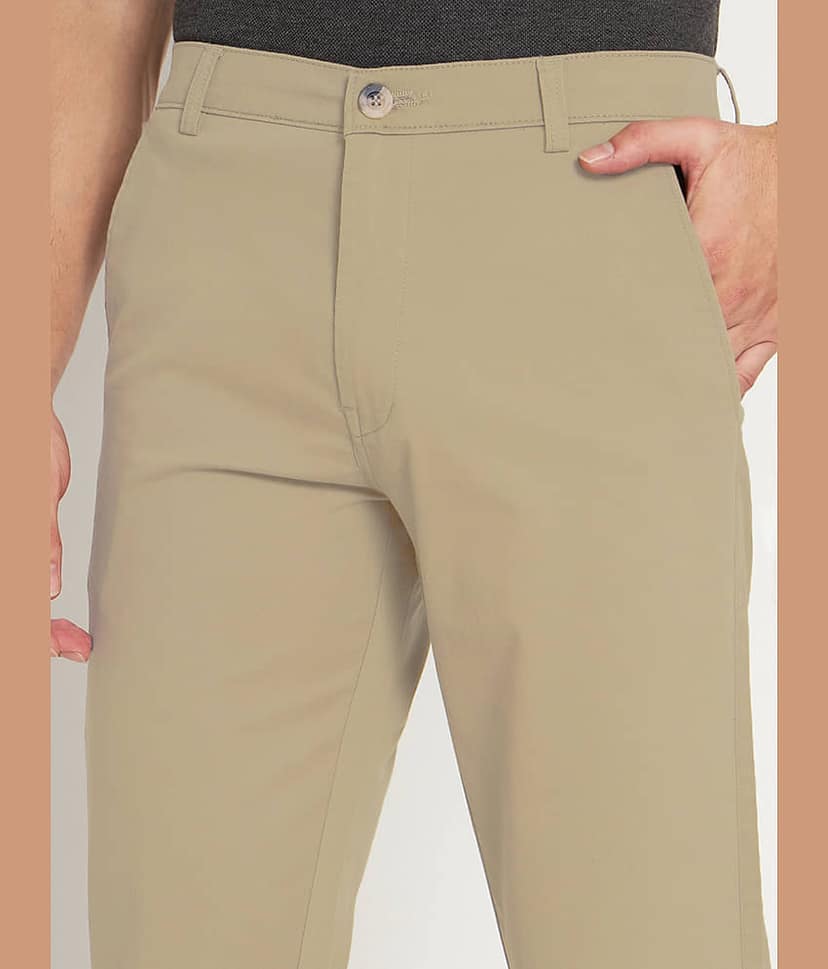 RAGZO Slim Flat Men's Chinos - Beige ( Pack of 1 ) view 2