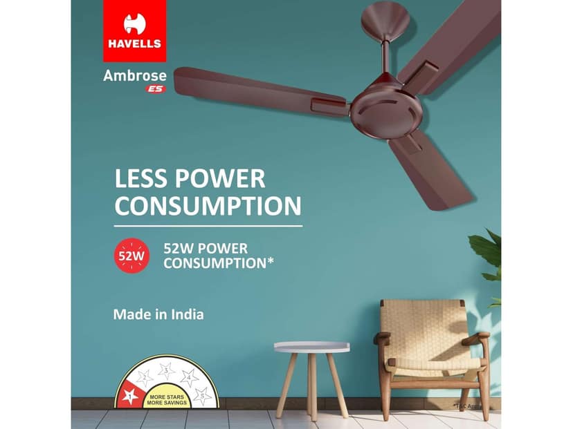 Havells Ambrose 1200mm Energy-Saving High-Speed Ceiling Fan, Cola Espresso - Cola Espresso Brown view 2