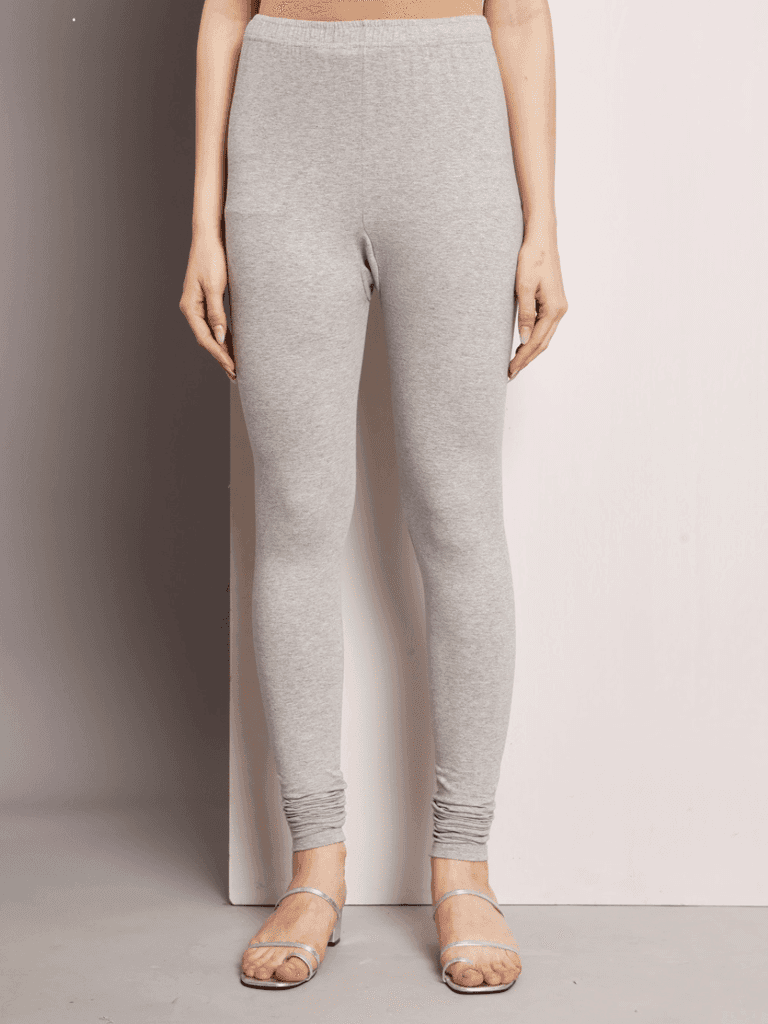 SOFT COLORS Women's Skinny Fit Ethnic Wear Churidar Leggings (Light Grey) view 4