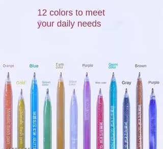 Metallic Glitter Pen Set – 12 Colors Neon Fine Tip Sketch Pens for Art & Craft