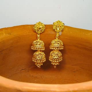 Traditional 1gm gold and micron plated jhumkis