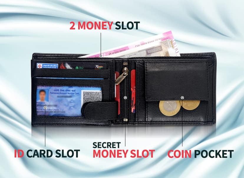 Vital King Men Travel Black Genuine Leather RFID Wallet (12 Card Slots) view 3