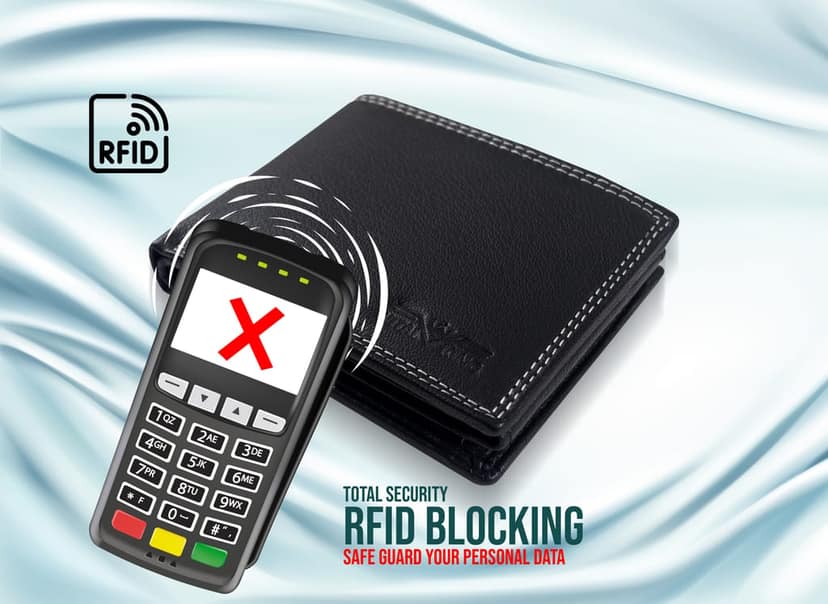Vital King Men Travel Black Genuine Leather RFID Wallet (12 Card Slots) view 7