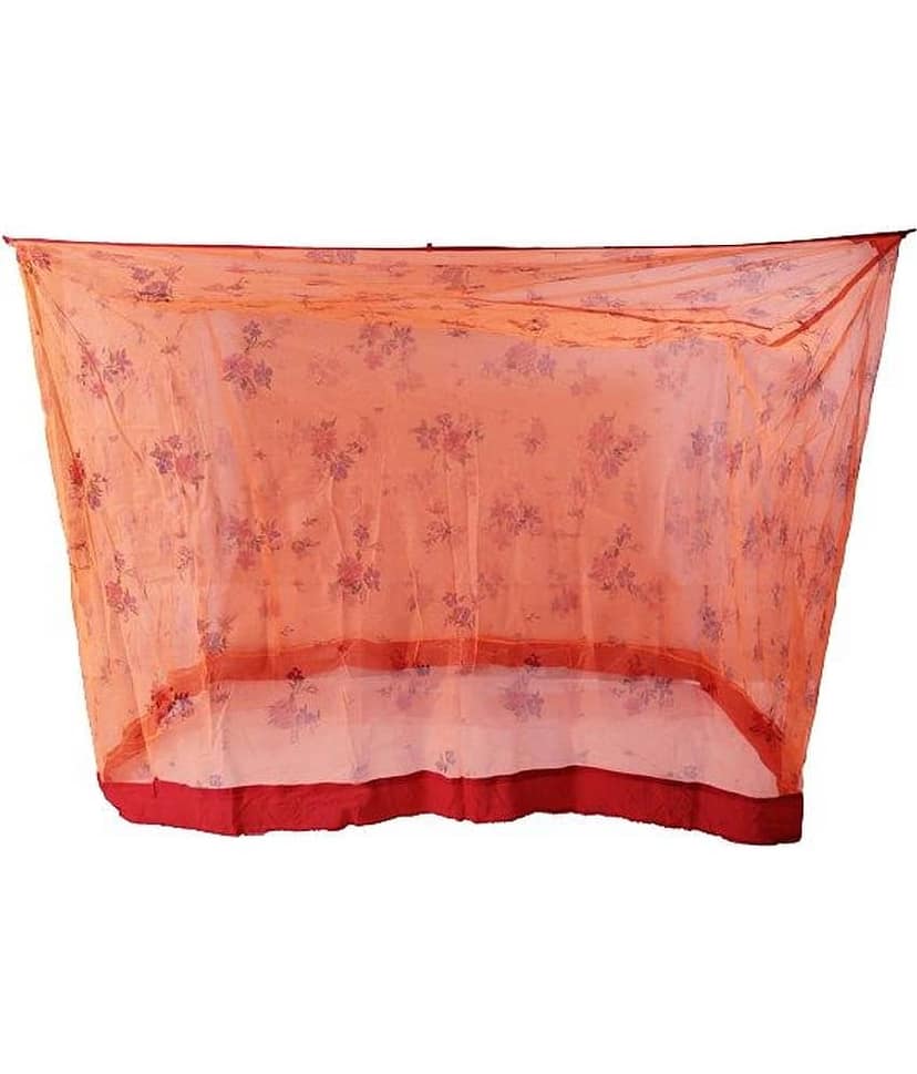 Riddhi Mosquito Net, Machardani Orange Polyester Mosquito Net, Machardani with Border