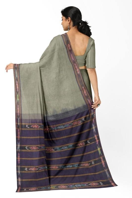 APCO Handloom (A Andhra Pradesh Govt Emporium)- Women's Traditional Pure Handloom Bandar/Polavaram Grey Cotton Saree | PBS0064 view 3