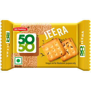 Britannia 50-50 Jeera Masti Biscuit - Light, Crispy, Ready To Eat, 31.5 g