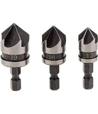 SHB Hex 12, 16, 19Mm Countersink Power Drill Bit Bore Set for Wood Metal (1/4-inch) - Set of 3