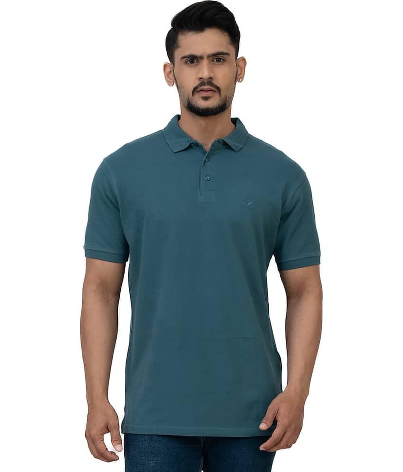 Cotstyle Pack of 1 Cotton Blend Regular Fit Solid Half Sleeves Men's Polo T Shirt ( Blue )