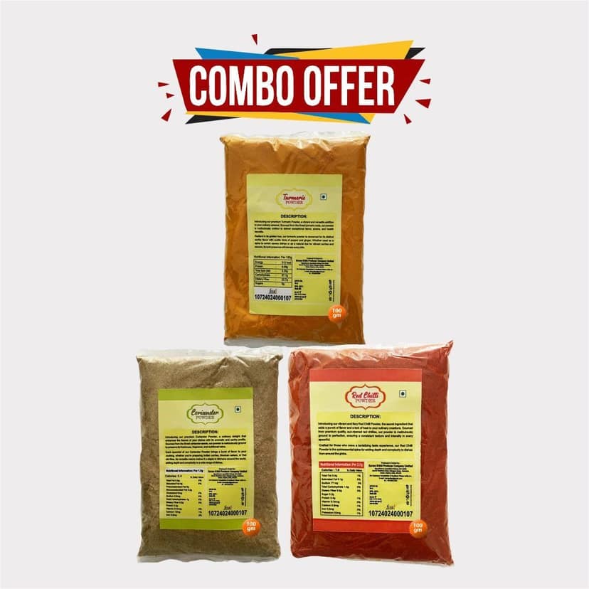 Combo Pack of Red Chilli, Coriander and Turmeric Powder view 3