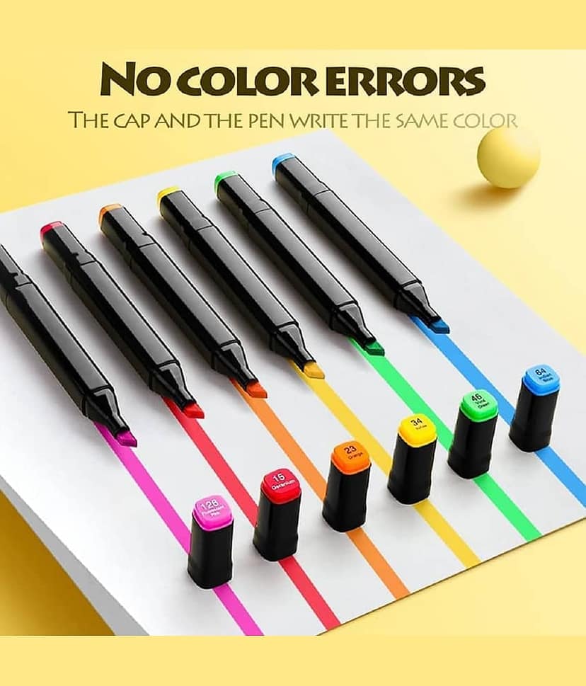 Dual Tip Colorful Art Markers Sketch Pens 48 Colors With Carrying Case For Painting Sketching Calligraphy Drawing -Twin Head Permanent Colouring Marker Pens For Kids Adult, Multicolor (48) view 2