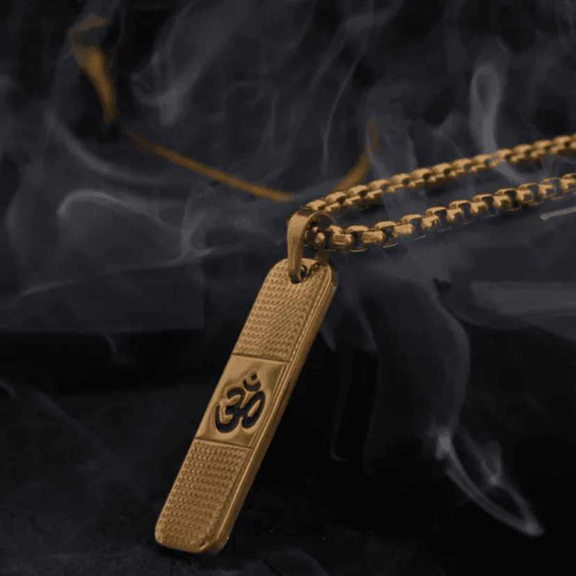 OM PENDANT WITH MATTE FINISH HIGH GOLD CHAIN FOR BOY'S AND MEN'S view 3