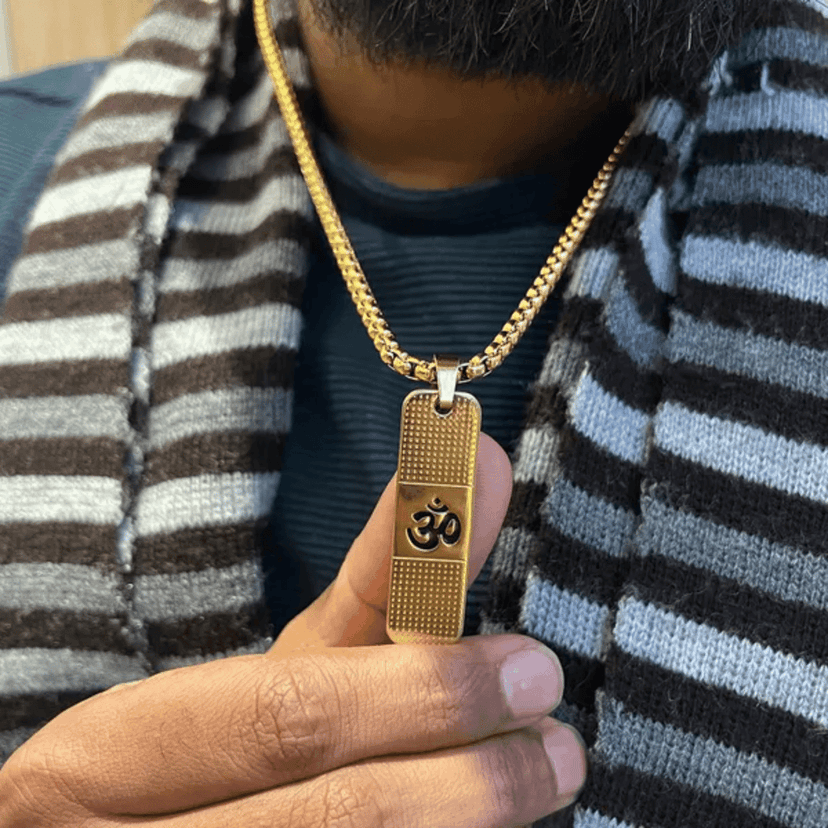 OM PENDANT WITH MATTE FINISH HIGH GOLD CHAIN FOR BOY'S AND MEN'S view 4