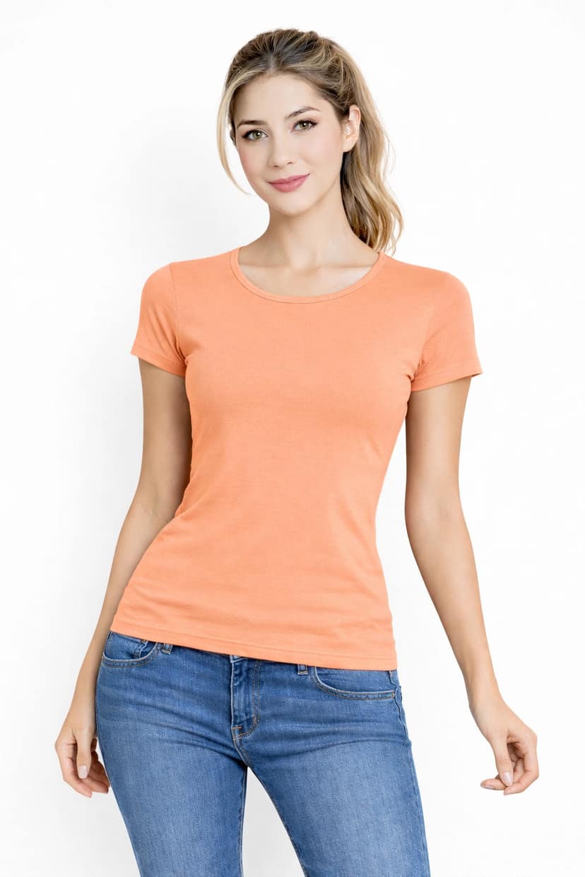 Women’s Bamboo Fabric Slim Fit H/S T-Shirt | Soft & Breathable | Papaya