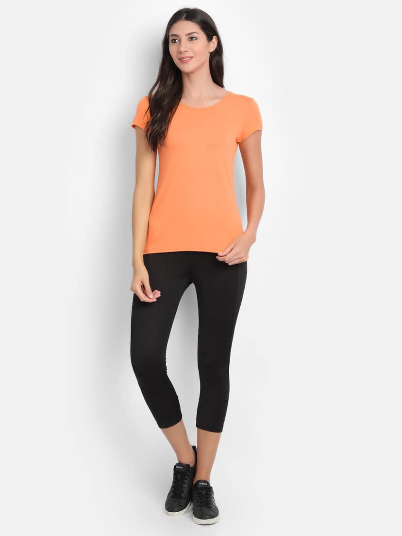 Women’s Bamboo Fabric Slim Fit H/S T-Shirt | Soft & Breathable | Papaya view 2