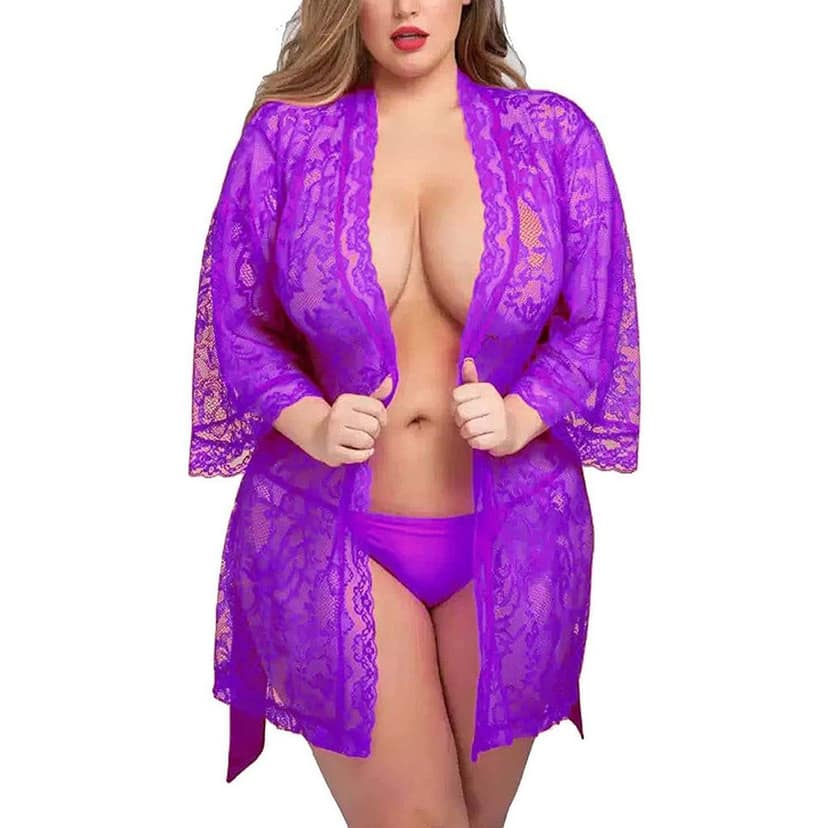 Babydoll night dress Robe with Panty , belt view 8