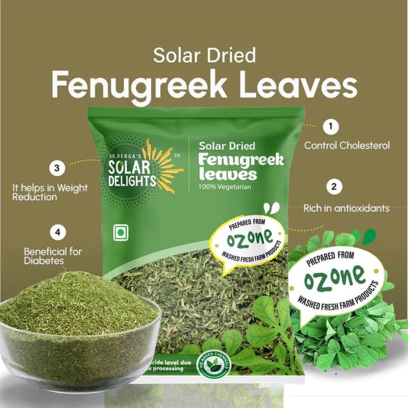 DR. RENGA'S SOLAR DELIGHTS Dried Fenugreek Leaves | Kasuri Methi | Solar Dried Methi | Dehydrated Kasoori Methi | Natural Herbs for Cooking | 100g view 4