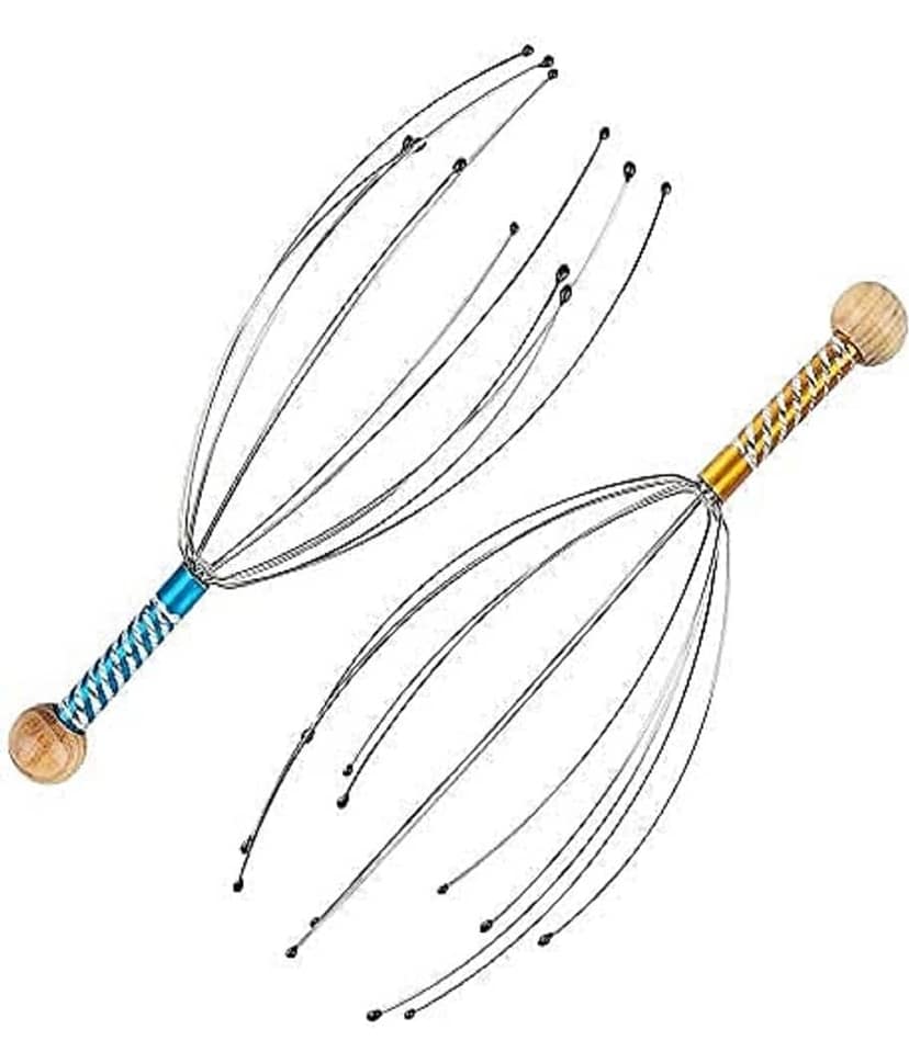 Head Massager Scalp Scratcher for Deep Relaxation, Stress Relief and Hair Stimulation SS handle (2 pcs)