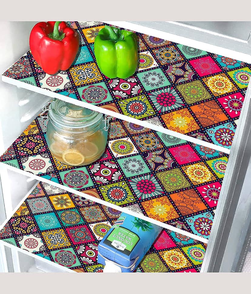 Crosmo Polyester Floral Fridge Mat & Cover ( 99 53 ) Pack Of 5 - Multicolor view 2