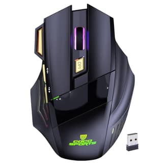 coconut Gold+ Wireless Gaming Mouse Rechargeable, Bluetooth + 2.4GHz Dual Mode Multi Device Mouse, 3200 DPI, RGB LED Gaming Mouse with 7 Buttons & Fire Button, Ergonomic Mouse for Laptop PC Computer