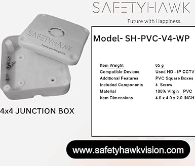 4x4 PVC Junction Box, (pack of 10 White, HD-IP CCTV Compatible, Model SH-PVC-V4-WP view 3