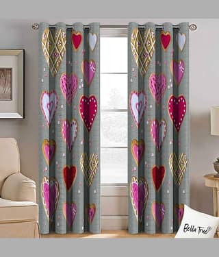 BELLA TRUE Set of 2 Long Door SemiTransparent Eyelet Polyester Multi Color Curtains ( 270 x 113 cm )