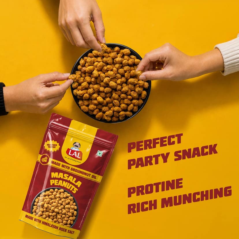 Lal Masala Peanuts Made with Groundnut Oil & Himalayan Rock Salt Guilt-Free Snack - 150g view 4