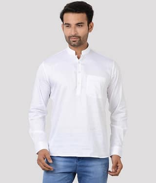 Maharaja - White Cotton Men's Regular Kurta ( Pack of 1 )