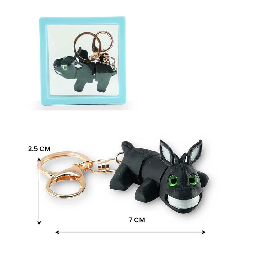 Farm Buddies 3D Printed Keychains – Articulated Animal Toys, Pocket-Friendly Keyrings, Stress Relief Desk Toys for Kids & Adults, Collectible Accessories (Wookey – The Donkey, Medium) view 2